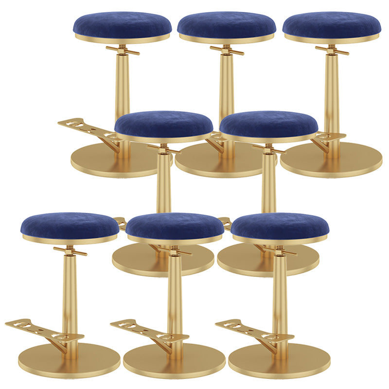 Indoor Footrest Counter Chair Adjustable Height Metal Swivel Counter Bar Stool Dark Blue 8 Piece Set Short (16"-23") Clearhalo 'Bar Furniture' 'Bar Stools' 'bar_stools' 'furn' 'furn_bar_stools' 'Furniture' 'furniture_bar_stools' 'Kitchen & Dining Furniture' 5080651