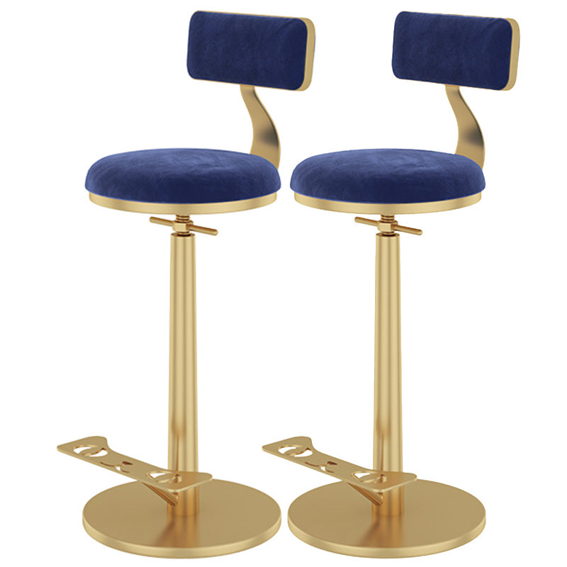 Indoor Footrest Counter Chair Adjustable Height Metal Swivel Counter Bar Stool Blue 2 Piece Set Bar (28"-33") Clearhalo 'Bar Furniture' 'Bar Stools' 'bar_stools' 'furn' 'furn_bar_stools' 'Furniture' 'furniture_bar_stools' 'Kitchen & Dining Furniture' 5080654