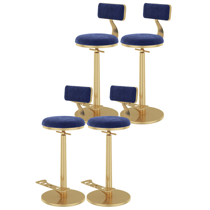 Indoor Footrest Counter Chair Adjustable Height Metal Swivel Counter Bar Stool Blue 4 Piece Set Bar (28"-33") Clearhalo 'Bar Furniture' 'Bar Stools' 'bar_stools' 'furn' 'furn_bar_stools' 'Furniture' 'furniture_bar_stools' 'Kitchen & Dining Furniture' 5080656