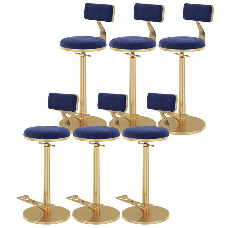 Indoor Footrest Counter Chair Adjustable Height Metal Swivel Counter Bar Stool Blue 6 Piece Set Bar (28"-33") Clearhalo 'Bar Furniture' 'Bar Stools' 'bar_stools' 'furn' 'furn_bar_stools' 'Furniture' 'furniture_bar_stools' 'Kitchen & Dining Furniture' 5080658