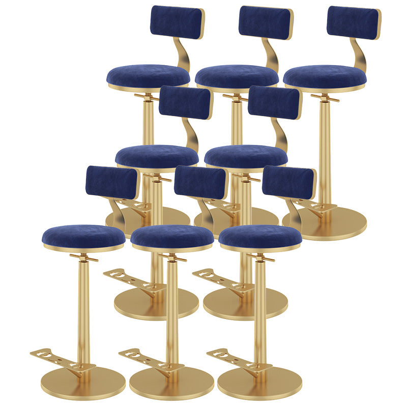 Indoor Footrest Counter Chair Adjustable Height Metal Swivel Counter Bar Stool Blue 8 Piece Set Bar (28"-33") Clearhalo 'Bar Furniture' 'Bar Stools' 'bar_stools' 'furn' 'furn_bar_stools' 'Furniture' 'furniture_bar_stools' 'Kitchen & Dining Furniture' 5080660
