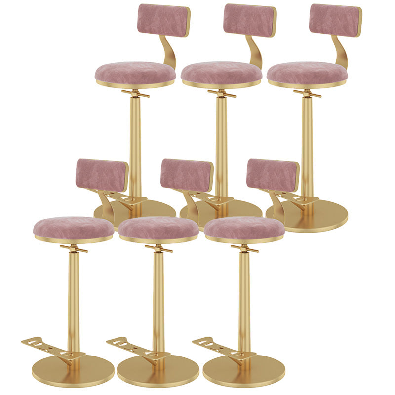Indoor Footrest Counter Chair Adjustable Height Metal Swivel Counter Bar Stool Pink 6 Piece Set Bar (28"-33") Clearhalo 'Bar Furniture' 'Bar Stools' 'bar_stools' 'furn' 'furn_bar_stools' 'Furniture' 'furniture_bar_stools' 'Kitchen & Dining Furniture' 5080665