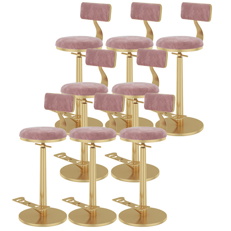 Indoor Footrest Counter Chair Adjustable Height Metal Swivel Counter Bar Stool Pink 8 Piece Set Bar (28"-33") Clearhalo 'Bar Furniture' 'Bar Stools' 'bar_stools' 'furn' 'furn_bar_stools' 'Furniture' 'furniture_bar_stools' 'Kitchen & Dining Furniture' 5080667
