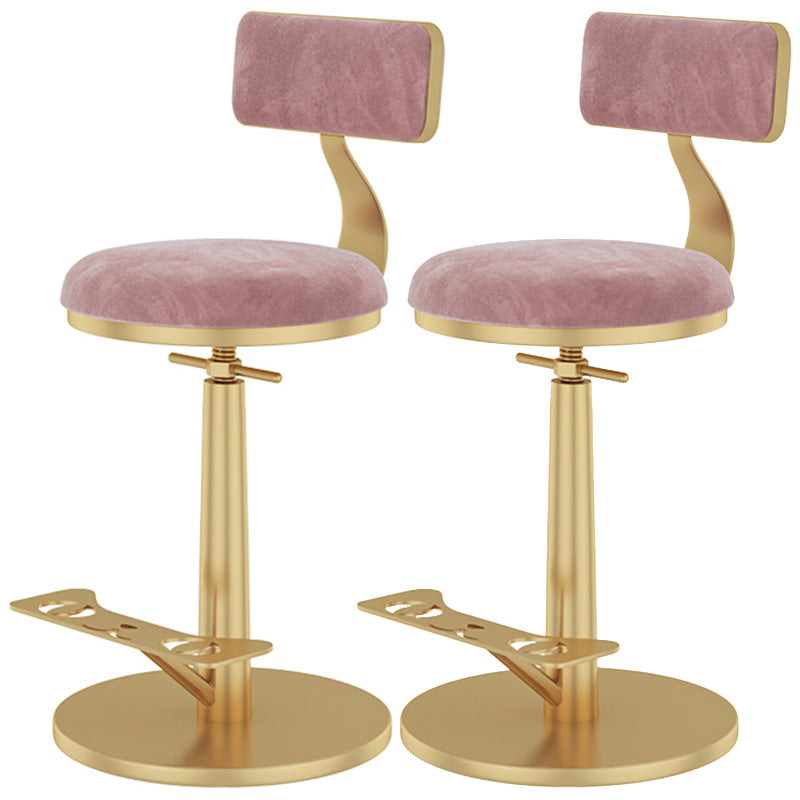 Indoor Footrest Counter Chair Adjustable Height Metal Swivel Counter Bar Stool Pink 2 Piece Set Short (16"-23") Clearhalo 'Bar Furniture' 'Bar Stools' 'bar_stools' 'furn' 'furn_bar_stools' 'Furniture' 'furniture_bar_stools' 'Kitchen & Dining Furniture' 5080670