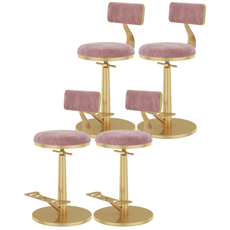 Indoor Footrest Counter Chair Adjustable Height Metal Swivel Counter Bar Stool Pink 4 Piece Set Short (16"-23") Clearhalo 'Bar Furniture' 'Bar Stools' 'bar_stools' 'furn' 'furn_bar_stools' 'Furniture' 'furniture_bar_stools' 'Kitchen & Dining Furniture' 5080671