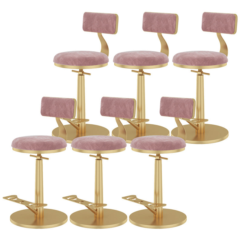 Indoor Footrest Counter Chair Adjustable Height Metal Swivel Counter Bar Stool Pink 6 Piece Set Short (16"-23") Clearhalo 'Bar Furniture' 'Bar Stools' 'bar_stools' 'furn' 'furn_bar_stools' 'Furniture' 'furniture_bar_stools' 'Kitchen & Dining Furniture' 5080672
