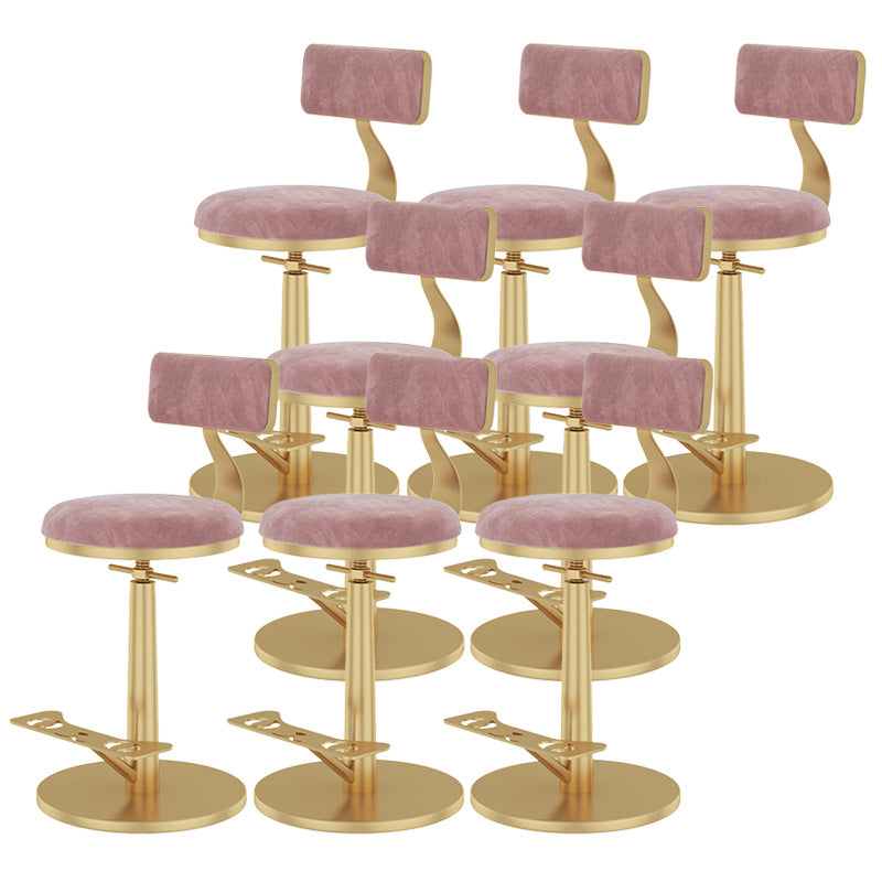 Indoor Footrest Counter Chair Adjustable Height Metal Swivel Counter Bar Stool Pink 8 Piece Set Short (16"-23") Clearhalo 'Bar Furniture' 'Bar Stools' 'bar_stools' 'furn' 'furn_bar_stools' 'Furniture' 'furniture_bar_stools' 'Kitchen & Dining Furniture' 5080673