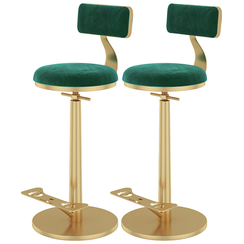 Indoor Footrest Counter Chair Adjustable Height Metal Swivel Counter Bar Stool Green 2 Piece Set Bar (28"-33") Clearhalo 'Bar Furniture' 'Bar Stools' 'bar_stools' 'furn' 'furn_bar_stools' 'Furniture' 'furniture_bar_stools' 'Kitchen & Dining Furniture' 5080674