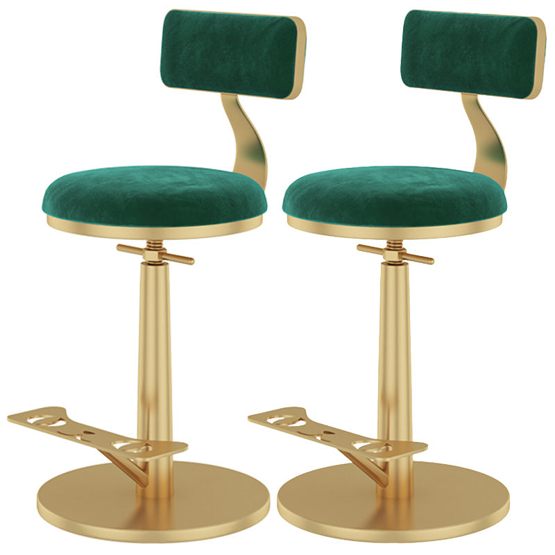 Indoor Footrest Counter Chair Adjustable Height Metal Swivel Counter Bar Stool Green 2 Piece Set Short (16"-23") Clearhalo 'Bar Furniture' 'Bar Stools' 'bar_stools' 'furn' 'furn_bar_stools' 'Furniture' 'furniture_bar_stools' 'Kitchen & Dining Furniture' 5080678