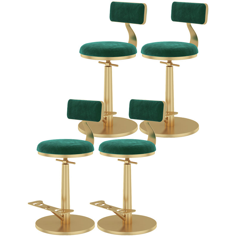 Indoor Footrest Counter Chair Adjustable Height Metal Swivel Counter Bar Stool Green 4 Piece Set Short (16"-23") Clearhalo 'Bar Furniture' 'Bar Stools' 'bar_stools' 'furn' 'furn_bar_stools' 'Furniture' 'furniture_bar_stools' 'Kitchen & Dining Furniture' 5080679