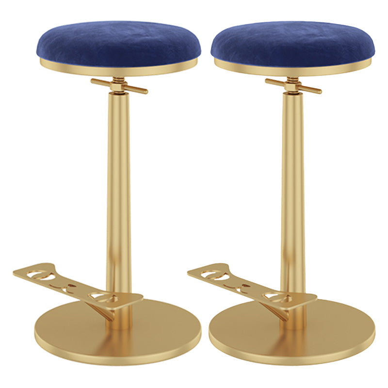 Indoor Footrest Counter Chair Adjustable Height Metal Swivel Counter Bar Stool Dark Blue 2 Piece Set Bar (28"-33") Clearhalo 'Bar Furniture' 'Bar Stools' 'bar_stools' 'furn' 'furn_bar_stools' 'Furniture' 'furniture_bar_stools' 'Kitchen & Dining Furniture' 5080682