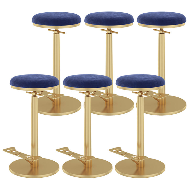 Indoor Footrest Counter Chair Adjustable Height Metal Swivel Counter Bar Stool Dark Blue 6 Piece Set Bar (28"-33") Clearhalo 'Bar Furniture' 'Bar Stools' 'bar_stools' 'furn' 'furn_bar_stools' 'Furniture' 'furniture_bar_stools' 'Kitchen & Dining Furniture' 5080684