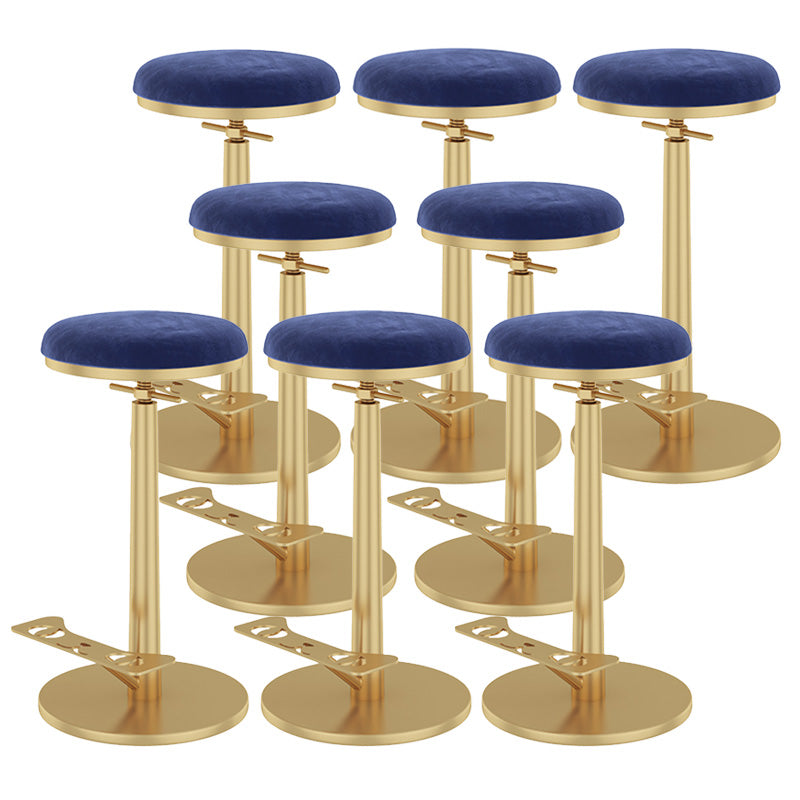 Indoor Footrest Counter Chair Adjustable Height Metal Swivel Counter Bar Stool Dark Blue 8 Piece Set Bar (28"-33") Clearhalo 'Bar Furniture' 'Bar Stools' 'bar_stools' 'furn' 'furn_bar_stools' 'Furniture' 'furniture_bar_stools' 'Kitchen & Dining Furniture' 5080685