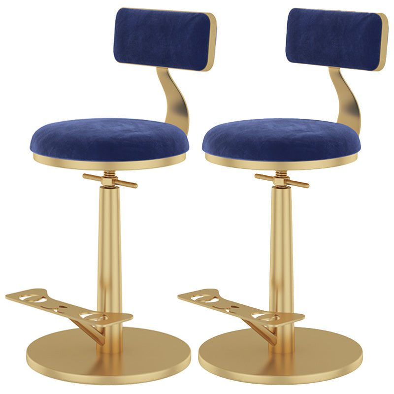 Indoor Footrest Counter Chair Adjustable Height Metal Swivel Counter Bar Stool Blue 2 Piece Set Short (16"-23") Clearhalo 'Bar Furniture' 'Bar Stools' 'bar_stools' 'furn' 'furn_bar_stools' 'Furniture' 'furniture_bar_stools' 'Kitchen & Dining Furniture' 5080686