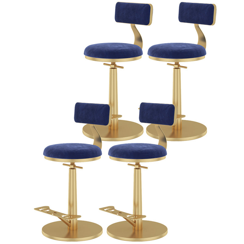 Indoor Footrest Counter Chair Adjustable Height Metal Swivel Counter Bar Stool Blue 4 Piece Set Short (16"-23") Clearhalo 'Bar Furniture' 'Bar Stools' 'bar_stools' 'furn' 'furn_bar_stools' 'Furniture' 'furniture_bar_stools' 'Kitchen & Dining Furniture' 5080687