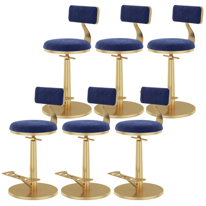 Indoor Footrest Counter Chair Adjustable Height Metal Swivel Counter Bar Stool Blue 6 Piece Set Short (16"-23") Clearhalo 'Bar Furniture' 'Bar Stools' 'bar_stools' 'furn' 'furn_bar_stools' 'Furniture' 'furniture_bar_stools' 'Kitchen & Dining Furniture' 5080688
