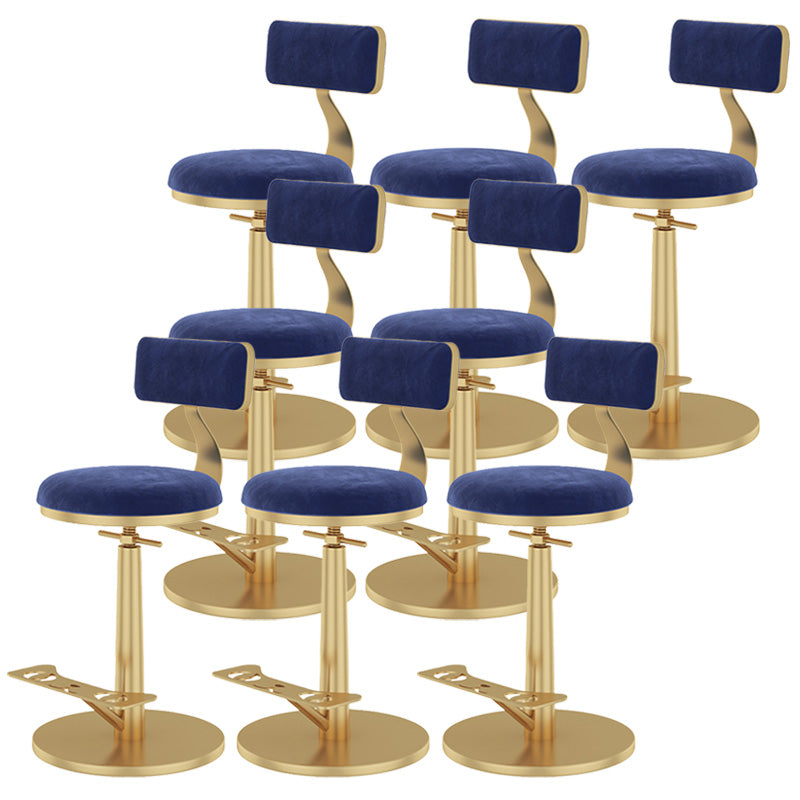 Indoor Footrest Counter Chair Adjustable Height Metal Swivel Counter Bar Stool Blue 8 Piece Set Short (16"-23") Clearhalo 'Bar Furniture' 'Bar Stools' 'bar_stools' 'furn' 'furn_bar_stools' 'Furniture' 'furniture_bar_stools' 'Kitchen & Dining Furniture' 5080689