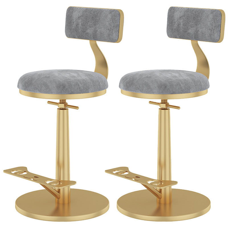 Indoor Footrest Counter Chair Adjustable Height Metal Swivel Counter Bar Stool Grey 2 Piece Set Short (16"-23") Clearhalo 'Bar Furniture' 'Bar Stools' 'bar_stools' 'furn' 'furn_bar_stools' 'Furniture' 'furniture_bar_stools' 'Kitchen & Dining Furniture' 5080694