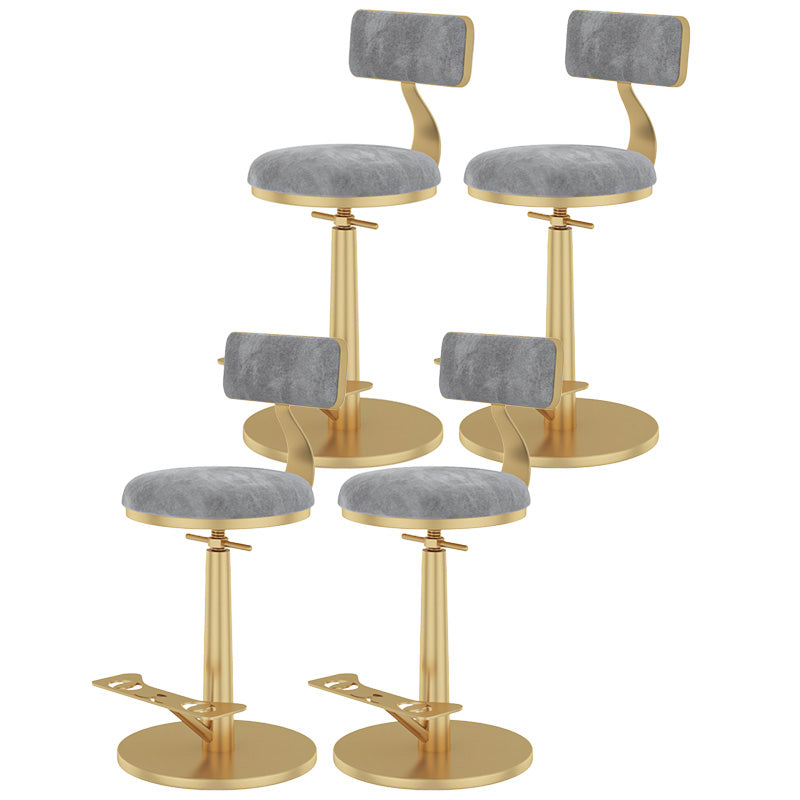 Indoor Footrest Counter Chair Adjustable Height Metal Swivel Counter Bar Stool Grey 4 Piece Set Short (16"-23") Clearhalo 'Bar Furniture' 'Bar Stools' 'bar_stools' 'furn' 'furn_bar_stools' 'Furniture' 'furniture_bar_stools' 'Kitchen & Dining Furniture' 5080695