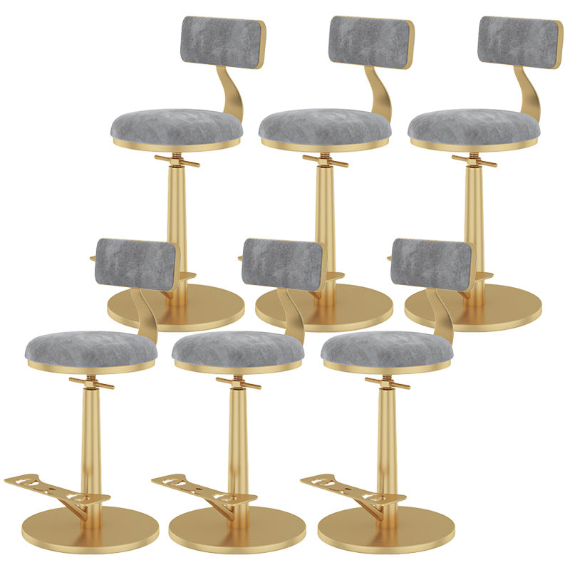 Indoor Footrest Counter Chair Adjustable Height Metal Swivel Counter Bar Stool Grey 6 Piece Set Short (16"-23") Clearhalo 'Bar Furniture' 'Bar Stools' 'bar_stools' 'furn' 'furn_bar_stools' 'Furniture' 'furniture_bar_stools' 'Kitchen & Dining Furniture' 5080696