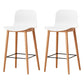 Modern Wood Barstool Simple Low Back Indoor Tall Stool with Plastic Seat White 2 Piece Set Counter Stool(26"H) Clearhalo 'Bar Furniture' 'Bar Stools' 'bar_stools' 'furn' 'furn_bar_stools' 'Furniture' 'furniture_bar_stools' 'Kitchen & Dining Furniture' 5080837