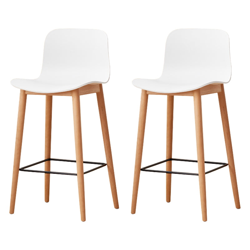 Modern Wood Barstool Simple Low Back Indoor Tall Stool with Plastic Seat White 2 Piece Set Counter Stool(26"H) Clearhalo 'Bar Furniture' 'Bar Stools' 'bar_stools' 'furn' 'furn_bar_stools' 'Furniture' 'furniture_bar_stools' 'Kitchen & Dining Furniture' 5080837