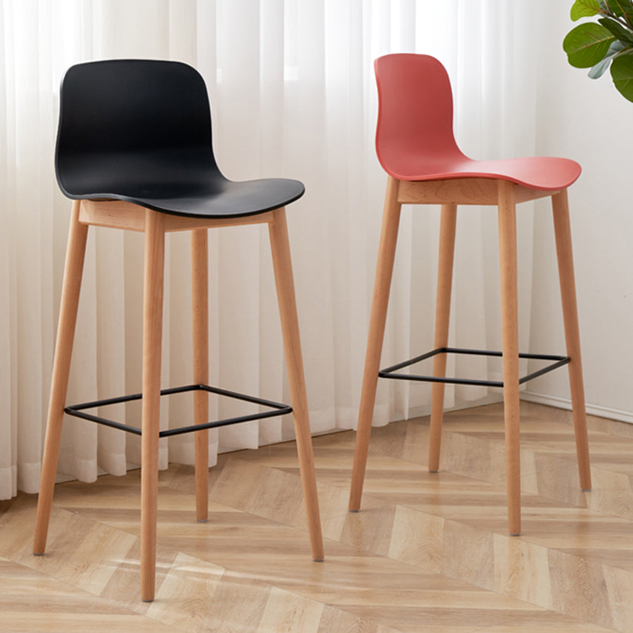 Modern Wood Barstool Simple Low Back Indoor Tall Stool with Plastic Seat Clearhalo 'Bar Furniture' 'Bar Stools' 'bar_stools' 'furn' 'furn_bar_stools' 'Furniture' 'furniture_bar_stools' 'Kitchen & Dining Furniture' 5080838
