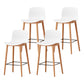 Modern Wood Barstool Simple Low Back Indoor Tall Stool with Plastic Seat White 4 Piece Set Counter Stool(26"H) Clearhalo 'Bar Furniture' 'Bar Stools' 'bar_stools' 'furn' 'furn_bar_stools' 'Furniture' 'furniture_bar_stools' 'Kitchen & Dining Furniture' 5080839