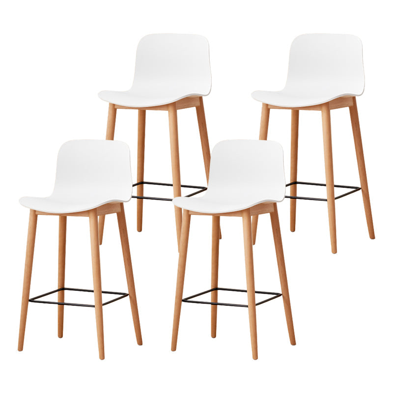 Modern Wood Barstool Simple Low Back Indoor Tall Stool with Plastic Seat White 4 Piece Set Counter Stool(26"H) Clearhalo 'Bar Furniture' 'Bar Stools' 'bar_stools' 'furn' 'furn_bar_stools' 'Furniture' 'furniture_bar_stools' 'Kitchen & Dining Furniture' 5080839