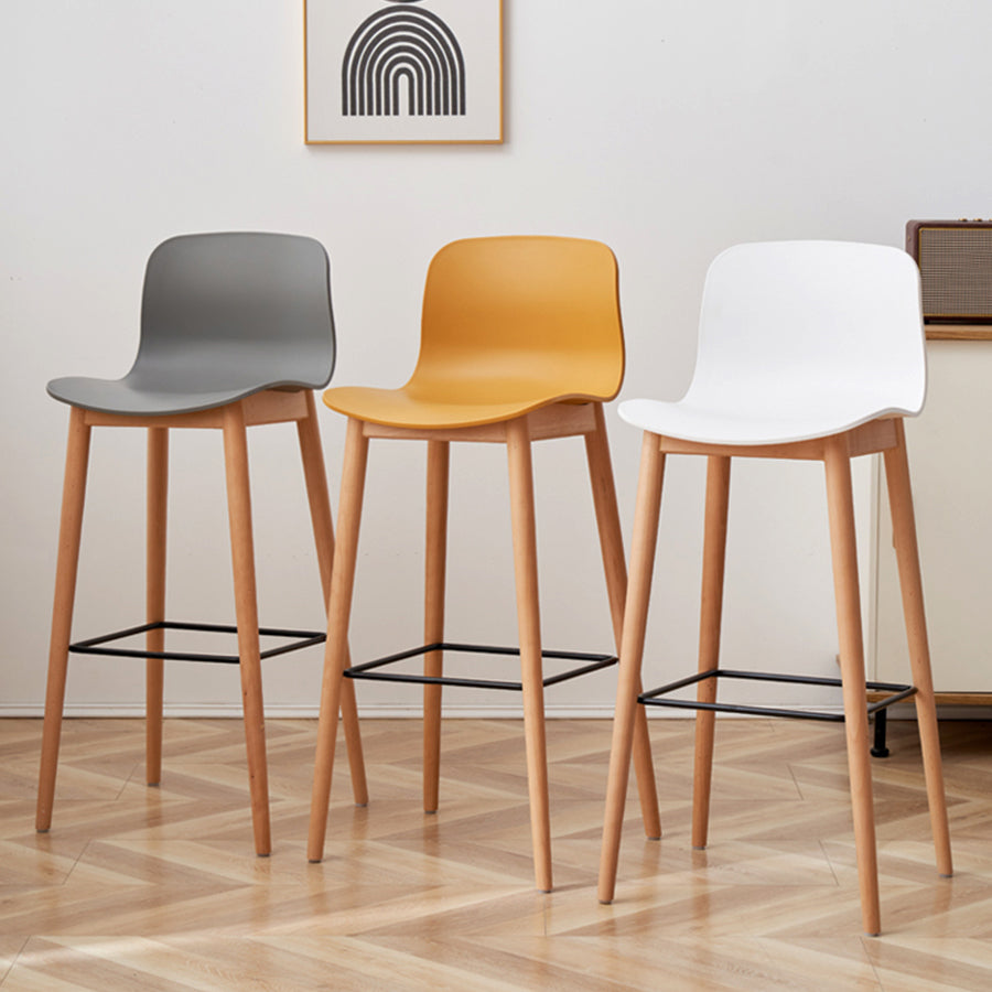 Modern Wood Barstool Simple Low Back Indoor Tall Stool with Plastic Seat Clearhalo 'Bar Furniture' 'Bar Stools' 'bar_stools' 'furn' 'furn_bar_stools' 'Furniture' 'furniture_bar_stools' 'Kitchen & Dining Furniture' 5080840