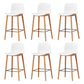 Modern Wood Barstool Simple Low Back Indoor Tall Stool with Plastic Seat White 6 Piece Set Counter Stool(26"H) Clearhalo 'Bar Furniture' 'Bar Stools' 'bar_stools' 'furn' 'furn_bar_stools' 'Furniture' 'furniture_bar_stools' 'Kitchen & Dining Furniture' 5080841