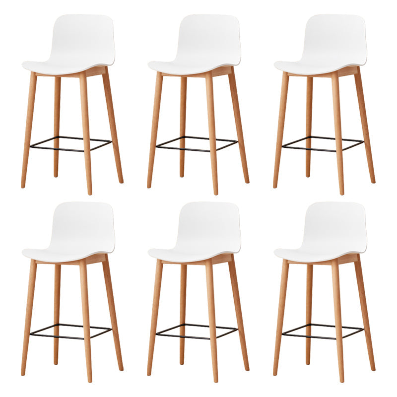 Modern Wood Barstool Simple Low Back Indoor Tall Stool with Plastic Seat White 6 Piece Set Counter Stool(26"H) Clearhalo 'Bar Furniture' 'Bar Stools' 'bar_stools' 'furn' 'furn_bar_stools' 'Furniture' 'furniture_bar_stools' 'Kitchen & Dining Furniture' 5080841