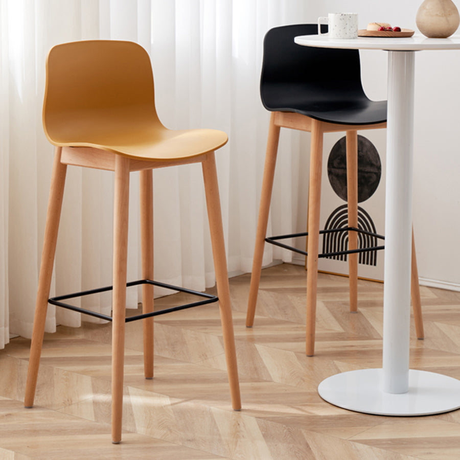 Modern Wood Barstool Simple Low Back Indoor Tall Stool with Plastic Seat Clearhalo 'Bar Furniture' 'Bar Stools' 'bar_stools' 'furn' 'furn_bar_stools' 'Furniture' 'furniture_bar_stools' 'Kitchen & Dining Furniture' 5080842