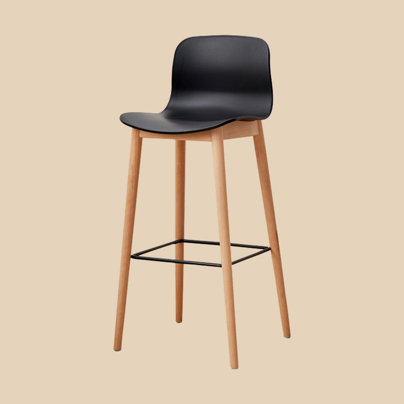 Modern Wood Barstool Simple Low Back Indoor Tall Stool with Plastic Seat Clearhalo 'Bar Furniture' 'Bar Stools' 'bar_stools' 'furn' 'furn_bar_stools' 'Furniture' 'furniture_bar_stools' 'Kitchen & Dining Furniture' 5080843