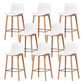 Modern Wood Barstool Simple Low Back Indoor Tall Stool with Plastic Seat White 8 Piece Set Counter Stool(26"H) Clearhalo 'Bar Furniture' 'Bar Stools' 'bar_stools' 'furn' 'furn_bar_stools' 'Furniture' 'furniture_bar_stools' 'Kitchen & Dining Furniture' 5080844