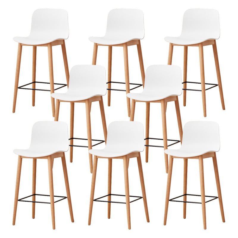 Modern Wood Barstool Simple Low Back Indoor Tall Stool with Plastic Seat White 8 Piece Set Counter Stool(26"H) Clearhalo 'Bar Furniture' 'Bar Stools' 'bar_stools' 'furn' 'furn_bar_stools' 'Furniture' 'furniture_bar_stools' 'Kitchen & Dining Furniture' 5080844