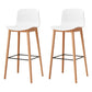 Modern Wood Barstool Simple Low Back Indoor Tall Stool with Plastic Seat White 2 Piece Set Bar Stool(30"H) Clearhalo 'Bar Furniture' 'Bar Stools' 'bar_stools' 'furn' 'furn_bar_stools' 'Furniture' 'furniture_bar_stools' 'Kitchen & Dining Furniture' 5080846