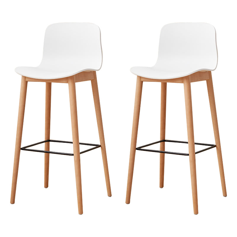 Modern Wood Barstool Simple Low Back Indoor Tall Stool with Plastic Seat White 2 Piece Set Bar Stool(30"H) Clearhalo 'Bar Furniture' 'Bar Stools' 'bar_stools' 'furn' 'furn_bar_stools' 'Furniture' 'furniture_bar_stools' 'Kitchen & Dining Furniture' 5080846