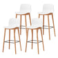 Modern Wood Barstool Simple Low Back Indoor Tall Stool with Plastic Seat White 4 Piece Set Bar Stool(30"H) Clearhalo 'Bar Furniture' 'Bar Stools' 'bar_stools' 'furn' 'furn_bar_stools' 'Furniture' 'furniture_bar_stools' 'Kitchen & Dining Furniture' 5080849