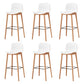 Modern Wood Barstool Simple Low Back Indoor Tall Stool with Plastic Seat White 6 Piece Set Bar Stool(30"H) Clearhalo 'Bar Furniture' 'Bar Stools' 'bar_stools' 'furn' 'furn_bar_stools' 'Furniture' 'furniture_bar_stools' 'Kitchen & Dining Furniture' 5080851