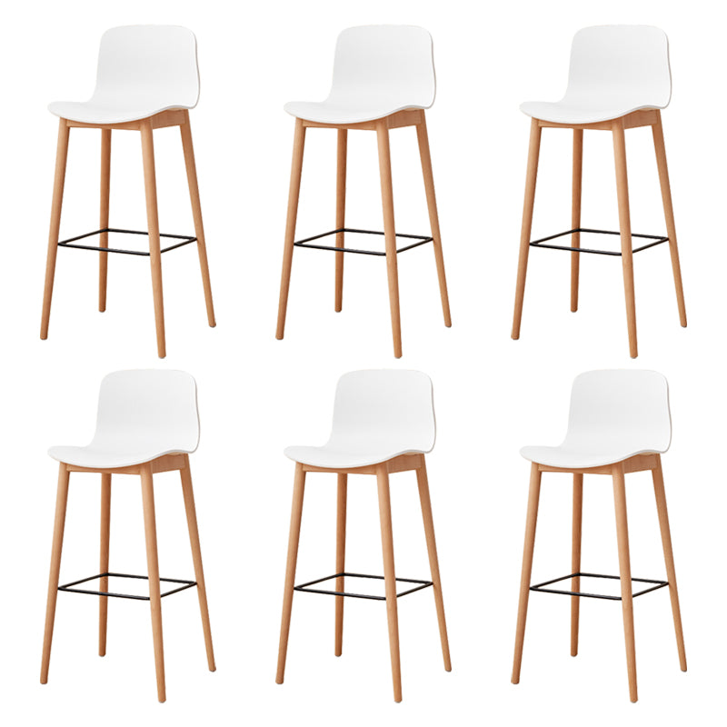 Modern Wood Barstool Simple Low Back Indoor Tall Stool with Plastic Seat White 6 Piece Set Bar Stool(30"H) Clearhalo 'Bar Furniture' 'Bar Stools' 'bar_stools' 'furn' 'furn_bar_stools' 'Furniture' 'furniture_bar_stools' 'Kitchen & Dining Furniture' 5080851