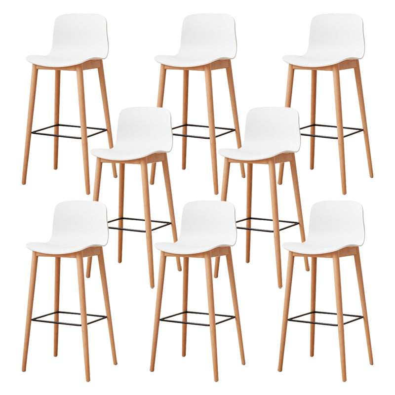 Modern Wood Barstool Simple Low Back Indoor Tall Stool with Plastic Seat White 8 Piece Set Bar Stool(30"H) Clearhalo 'Bar Furniture' 'Bar Stools' 'bar_stools' 'furn' 'furn_bar_stools' 'Furniture' 'furniture_bar_stools' 'Kitchen & Dining Furniture' 5080853