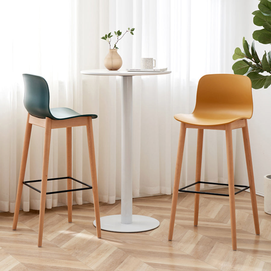 Modern Wood Barstool Simple Low Back Indoor Tall Stool with Plastic Seat Clearhalo 'Bar Furniture' 'Bar Stools' 'bar_stools' 'furn' 'furn_bar_stools' 'Furniture' 'furniture_bar_stools' 'Kitchen & Dining Furniture' 5080854