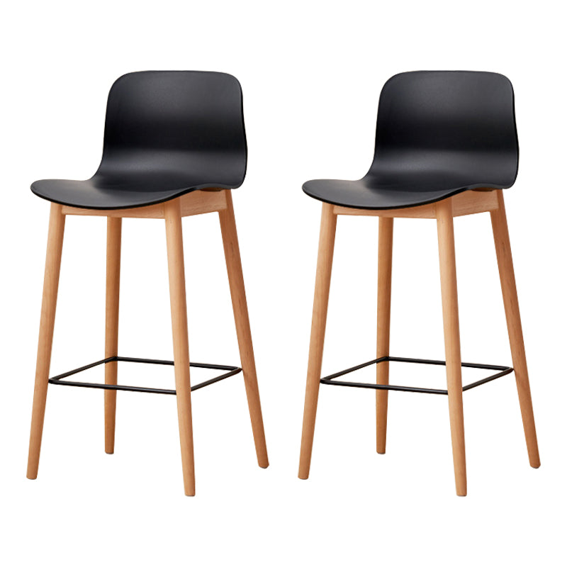 Modern Wood Barstool Simple Low Back Indoor Tall Stool with Plastic Seat Black 2 Piece Set Counter Stool(26"H) Clearhalo 'Bar Furniture' 'Bar Stools' 'bar_stools' 'furn' 'furn_bar_stools' 'Furniture' 'furniture_bar_stools' 'Kitchen & Dining Furniture' 5080855