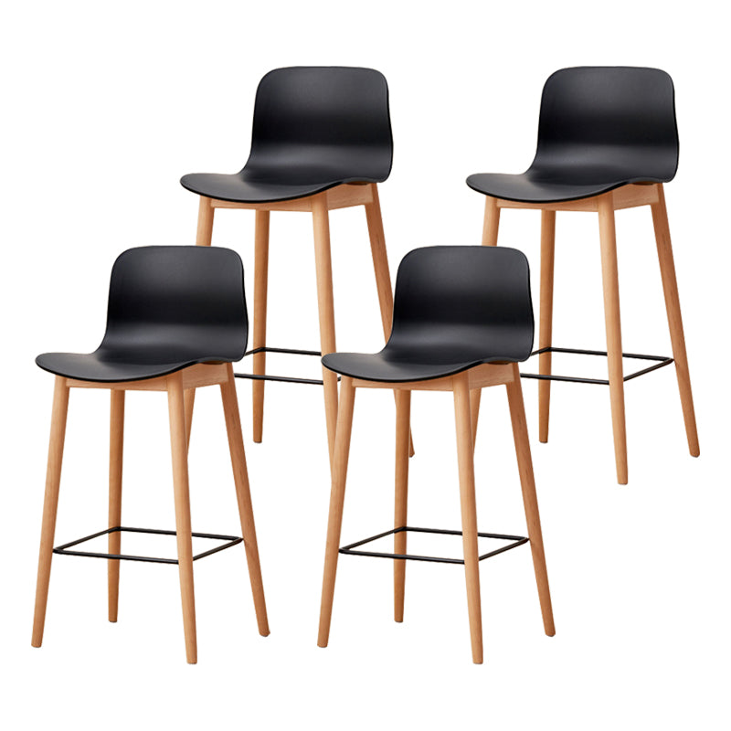 Modern Wood Barstool Simple Low Back Indoor Tall Stool with Plastic Seat Black 4 Piece Set Counter Stool(26"H) Clearhalo 'Bar Furniture' 'Bar Stools' 'bar_stools' 'furn' 'furn_bar_stools' 'Furniture' 'furniture_bar_stools' 'Kitchen & Dining Furniture' 5080856