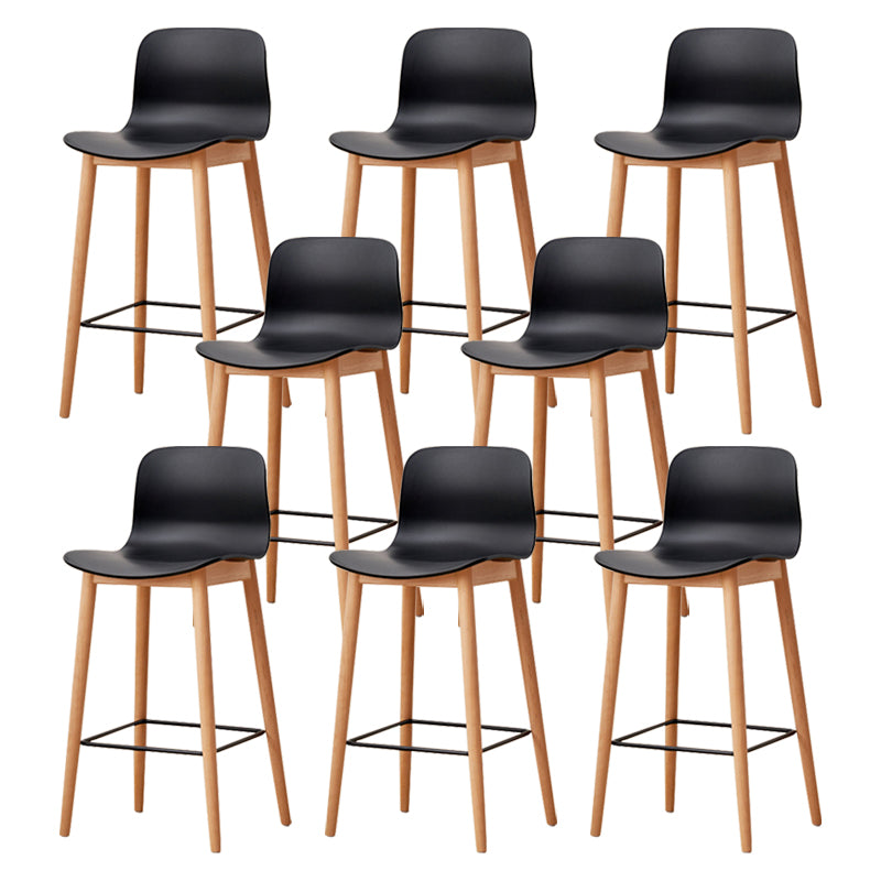 Modern Wood Barstool Simple Low Back Indoor Tall Stool with Plastic Seat Black 8 Piece Set Counter Stool(26"H) Clearhalo 'Bar Furniture' 'Bar Stools' 'bar_stools' 'furn' 'furn_bar_stools' 'Furniture' 'furniture_bar_stools' 'Kitchen & Dining Furniture' 5080858