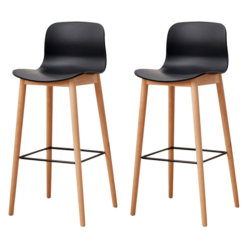 Modern Wood Barstool Simple Low Back Indoor Tall Stool with Plastic Seat Black 2 Piece Set Bar Stool(30"H) Clearhalo 'Bar Furniture' 'Bar Stools' 'bar_stools' 'furn' 'furn_bar_stools' 'Furniture' 'furniture_bar_stools' 'Kitchen & Dining Furniture' 5080859