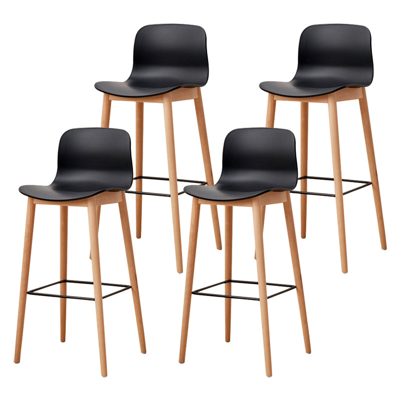 Modern Wood Barstool Simple Low Back Indoor Tall Stool with Plastic Seat Black 4 Piece Set Bar Stool(30"H) Clearhalo 'Bar Furniture' 'Bar Stools' 'bar_stools' 'furn' 'furn_bar_stools' 'Furniture' 'furniture_bar_stools' 'Kitchen & Dining Furniture' 5080860