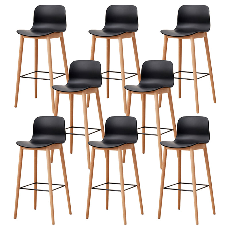 Modern Wood Barstool Simple Low Back Indoor Tall Stool with Plastic Seat Black 8 Piece Set Bar Stool(30"H) Clearhalo 'Bar Furniture' 'Bar Stools' 'bar_stools' 'furn' 'furn_bar_stools' 'Furniture' 'furniture_bar_stools' 'Kitchen & Dining Furniture' 5080862