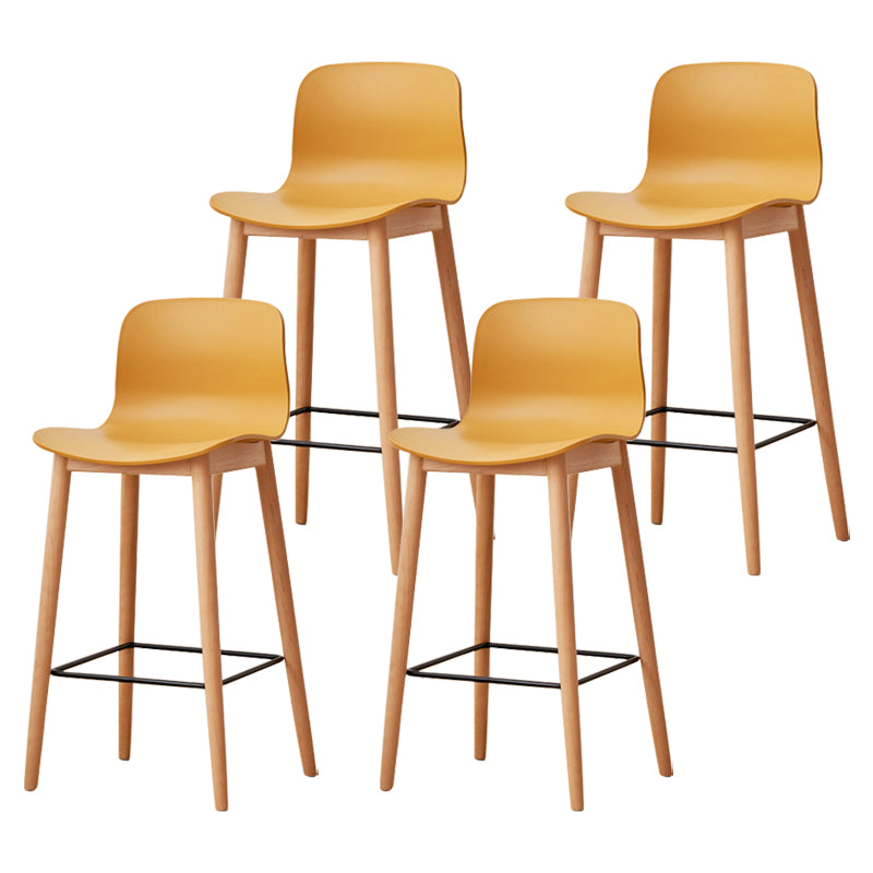 Modern Wood Barstool Simple Low Back Indoor Tall Stool with Plastic Seat Yellow 4 Piece Set Counter Stool(26"H) Clearhalo 'Bar Furniture' 'Bar Stools' 'bar_stools' 'furn' 'furn_bar_stools' 'Furniture' 'furniture_bar_stools' 'Kitchen & Dining Furniture' 5080864